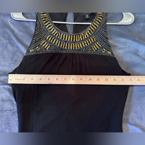 Mossimo Black Beaded Neckline Sleeveless Maxi Dress Lined Round Neck Sz S - Picture 7 of 8